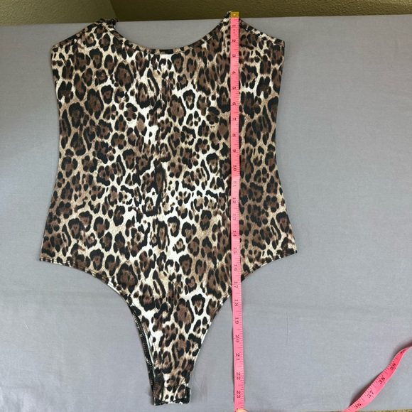 Socialite top women small leopard print spaghetti strap bodysuit brown - Picture 8 of 8